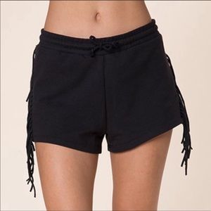 Kittenish fringe shorts